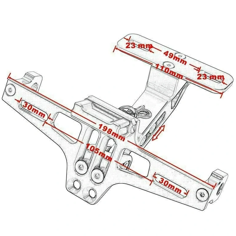 Kompakten nosilec za registrsko tablico motorja Kompakten nosilec motorne tablice, idealen za športne motorje