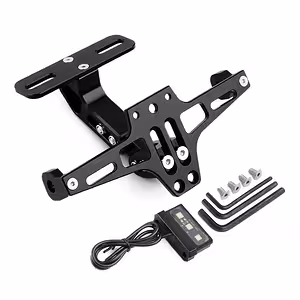 Univerzalni moto nosilec registrske tablice z LED, preklopni športni model