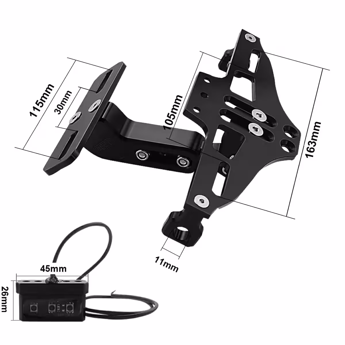 Zadnji nosilec za motorno tablico z vključenim LED svetilom