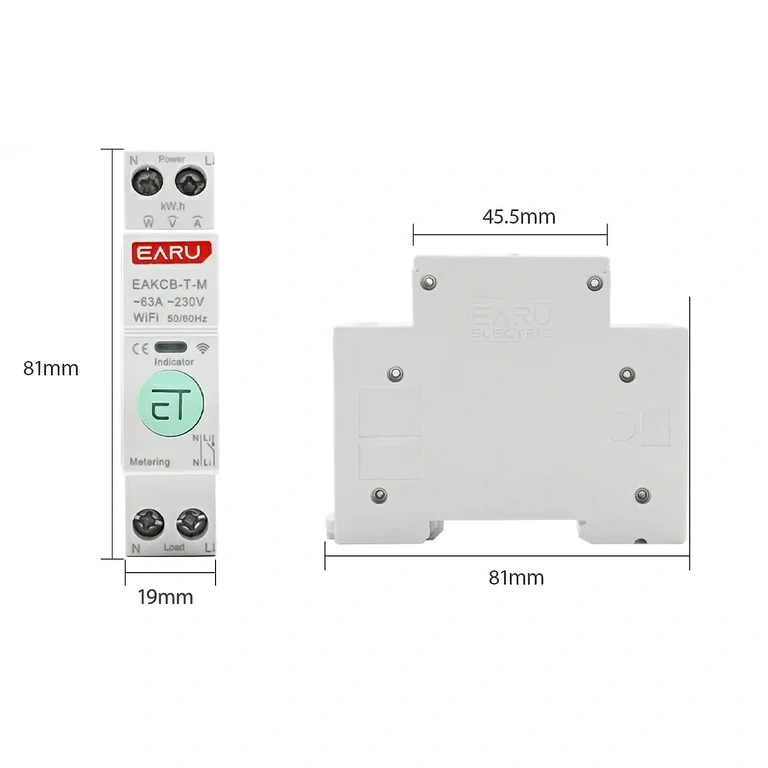 Električni števec s pokrovom za varnost Bočni pogled električnega števca s zaščito priključnih sponk