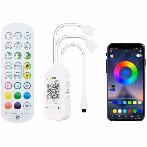 Pametni WiFi krmilnik LED RGB traku Tuya z daljincem, zatemnilnikom in glasbenim nadzorom