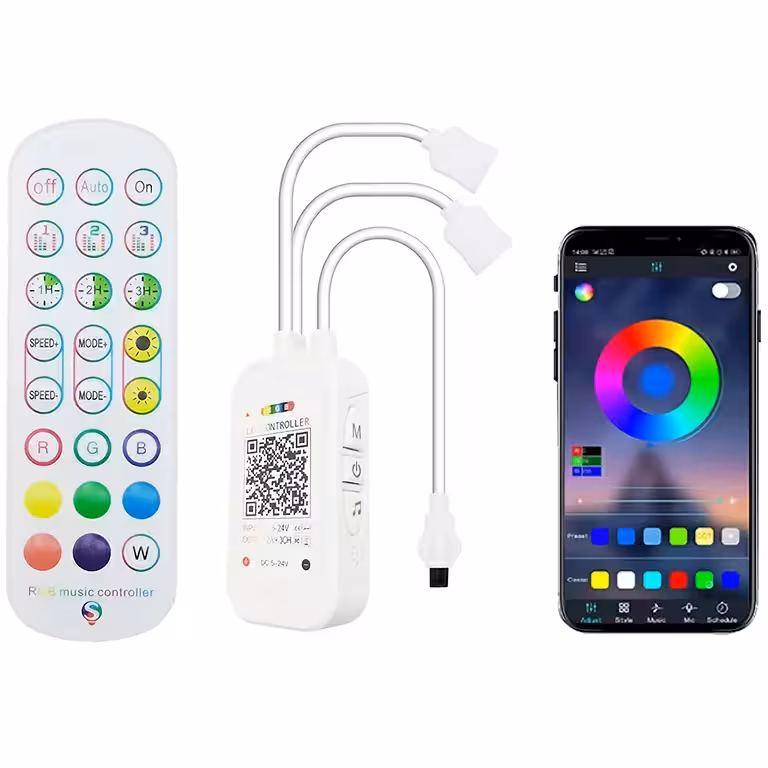 Pametni WiFi krmilnik LED RGB traku Tuya z daljincem, zatemnilnikom in glasbenim nadzorom