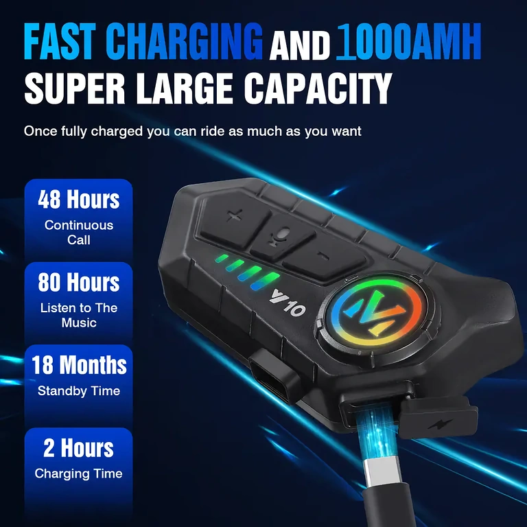 Motoristični interkom z dolgo življenjsko dobo baterije Motoristični interkom sistem z avtonomijo do 32 ur