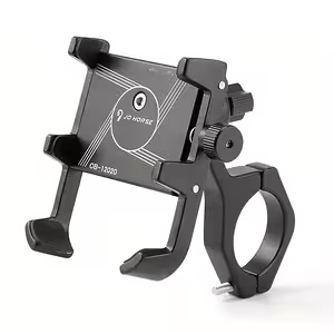Nastavljiv nosilec za telefon za motocikel, kolo, električni skiro in ATV – črn aluminij