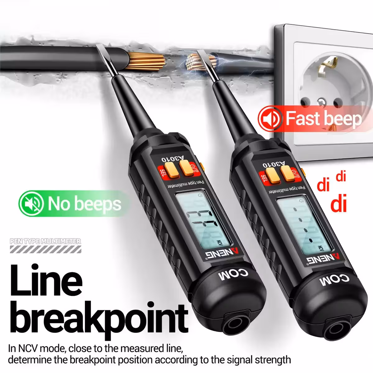 Identifikacija prekinitve v kablu z NCV funkcijo