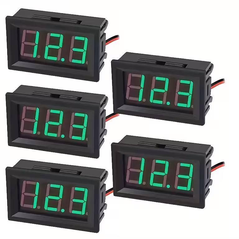Komplet 5 digitalnih voltmetrov za panel 5V–120V DC
