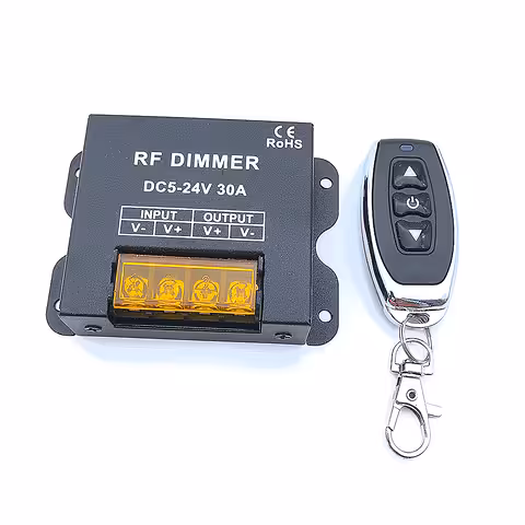 LED dimmer 5V 12V 24V 30A z RF daljincem – DC krmilnik za enobarvne LED trakove
