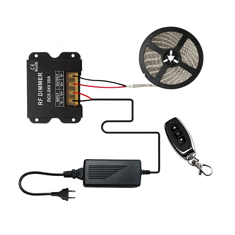 Diagram povezav za dimmer LED traku DC 5V 12V 24V 30A