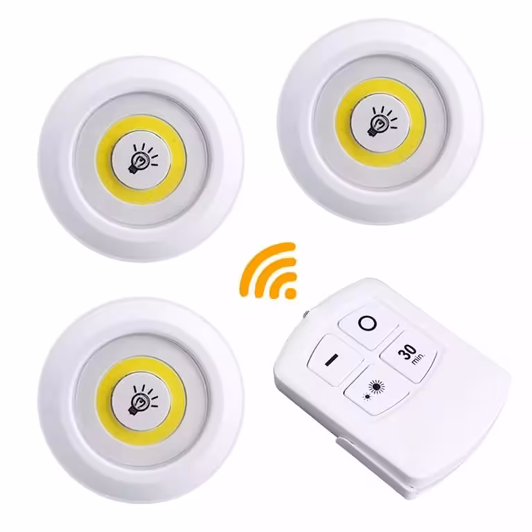 Set 3 LED reflektorjev z daljinskim upravljalnikom – svetilke na baterije za notranjo razsvetljavo