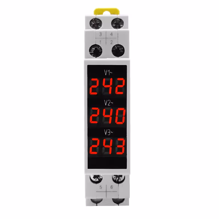 Digitalni trifazni voltmeter za elektro omarico – montaža na DIN letev
