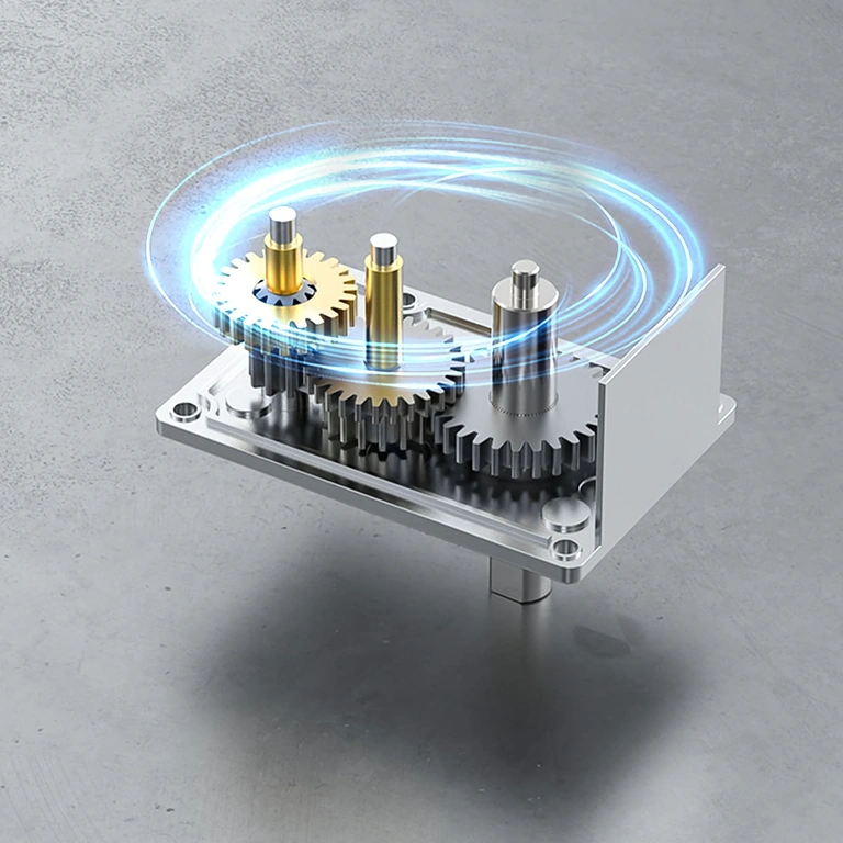 Slika motorja s polžnim reduktorjem, nameščenega v aktuator ali avtomatiziran sistem