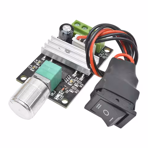 Krmilnik DC motorja 6V 12V 24V 3A – PWM regulator z gumbom za spremembo smeri in regulacijo napetosti