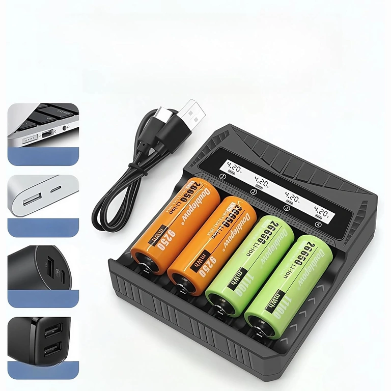Univerzalni polnilnik z nameščenimi Li-ion baterijami