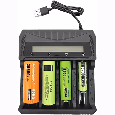 Polnilec akumulatorjev 18650 – univerzalni polnilec za Li-ion AA AAA 3,7V, 4 reže, LCD zaslon in USB-C napajanje