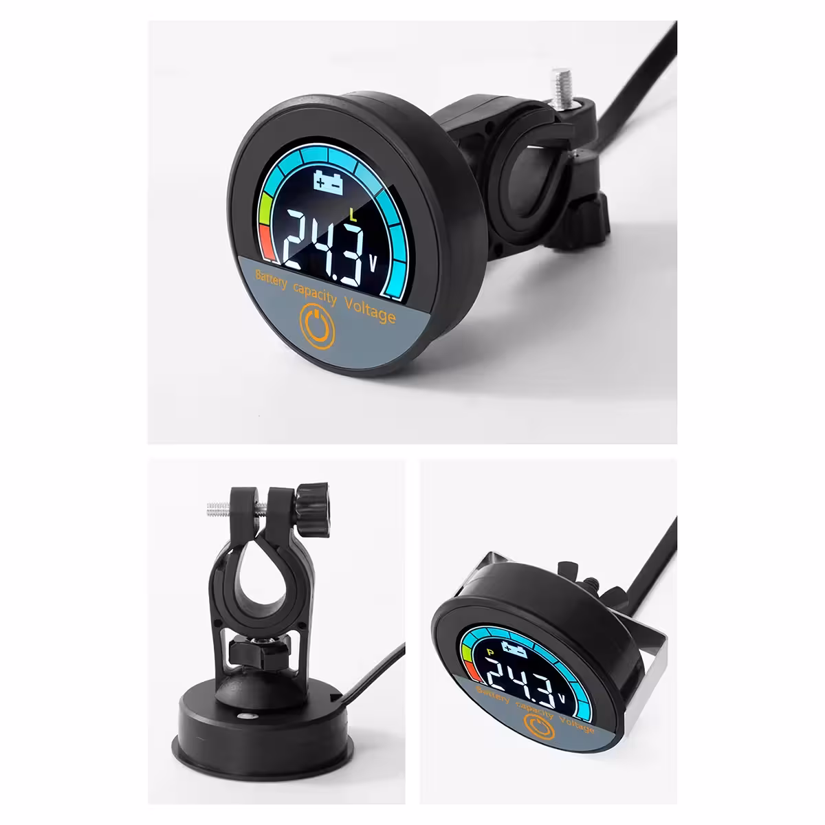 Kompakten digitalni indikator z voltmetrom in prikazom odstotka baterije, Li-ion in LiFePO4 12 V–72 V