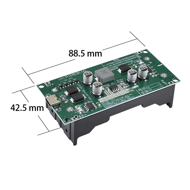 Kompaktne dimenzije mini UPS modula 88×41×22 mm, enostavna integracija