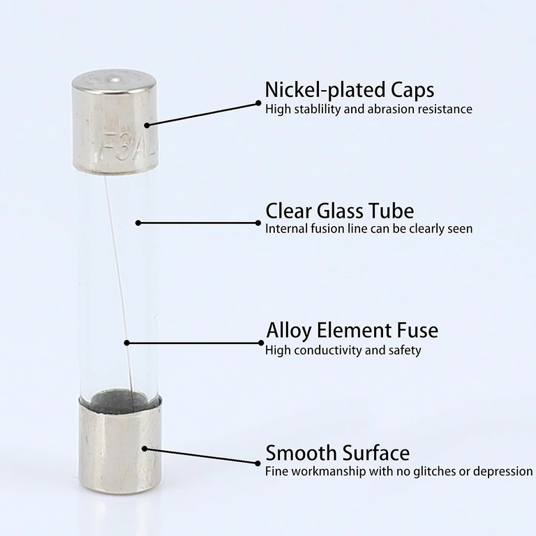 Detajl kovinskih kapic steklene varovalke 10A 5×20 mm