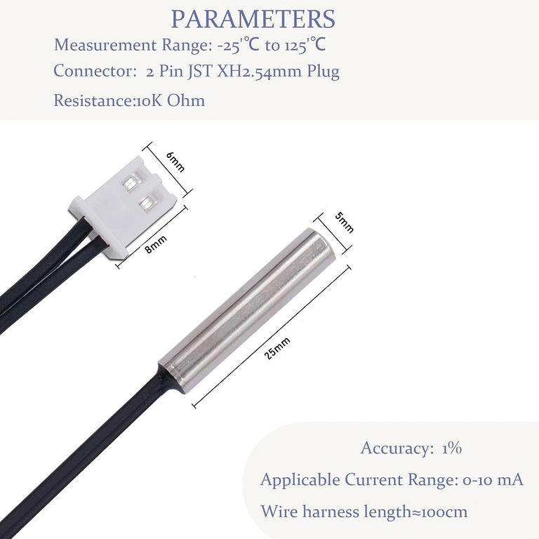 Komplet 4 kosov NTC sonda za avtomatizacijo Komplet 4 kosov NTC 10K senzorja za toplotne avtomatizacije