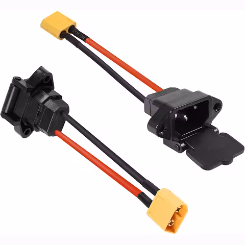 Črn kabel z vtičem RDB IEC in ploščatim moškim priključkom XT60