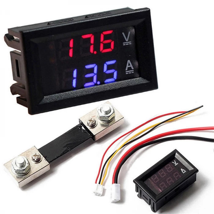 Voltmeter in ampermeter 0-100V 0-50A 0-100A 100 V 50 A 100 A s šantom enosmerni elektronski digitalni panelni avtomobilski diagram cena