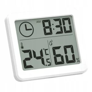 Sobni higrometer in termometer z uro in velikim digitalnim LCD zaslonom za merjenje temperature in vlažnosti