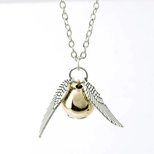 Obesek z verižico Harry Potter Quidditch Golden Snitch Angel Wing žep