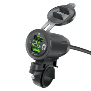 Polnilec za telefon USB vtičnica voltmeter motorni skuter motocikel QC 3.0 A hitro polnjenje